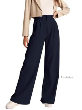 High Waisted Business Casual Straight Leg Dress Pants with Pockets